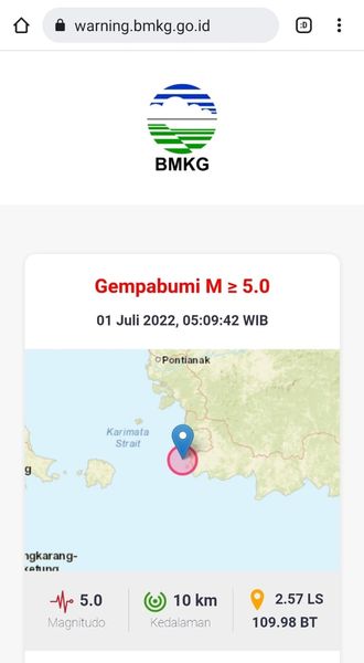 Gempa ke 2 Kendawangan