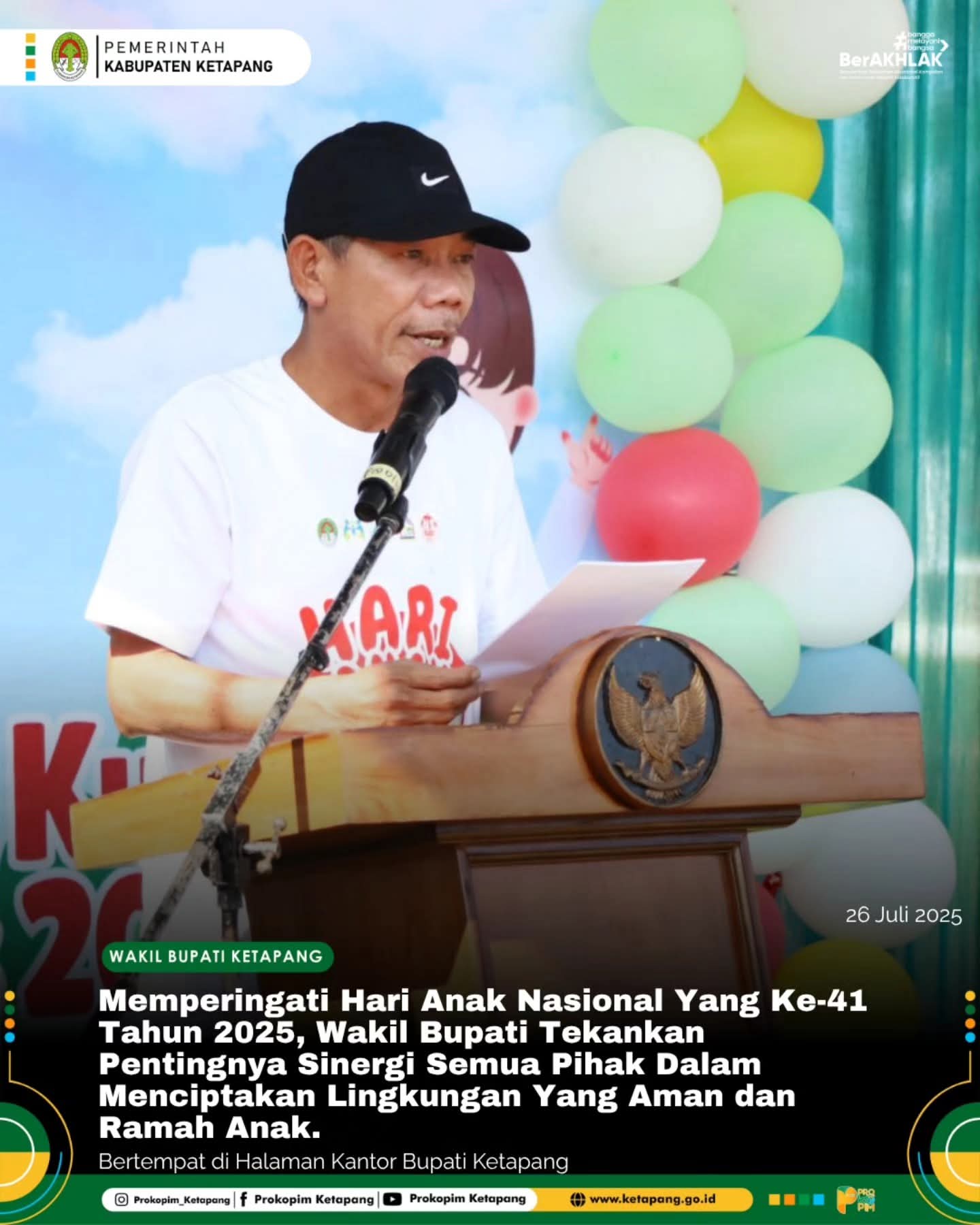 Wabup : Ciptakan Lingkungan yang Aman dan Ramah Anak.